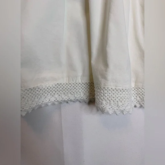 Passport Crochet Trim Kimono Top size Medium cream gathered waist Boho blouse - Picture 5 of 9